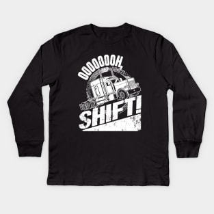 Oh Shift Trucker Truck Driver Kids Long Sleeve T-Shirt